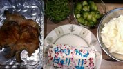 SC's last day of chemo dinner, with dancing chicken, delicious vegetables and celebratory Ring that bell!! chocolate-zucchini loaf. Yum! I keep missing getting a photo of her as she races home, but, reflecting on woman of grace from OWC days...and smiling.